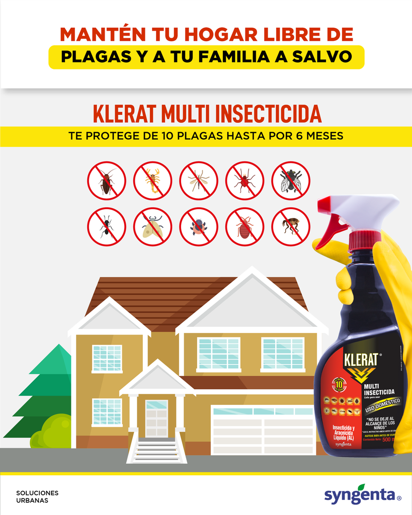 KLERAT Multi Insecticida Listo para usar Uso Doméstico Atomizador  500 ML