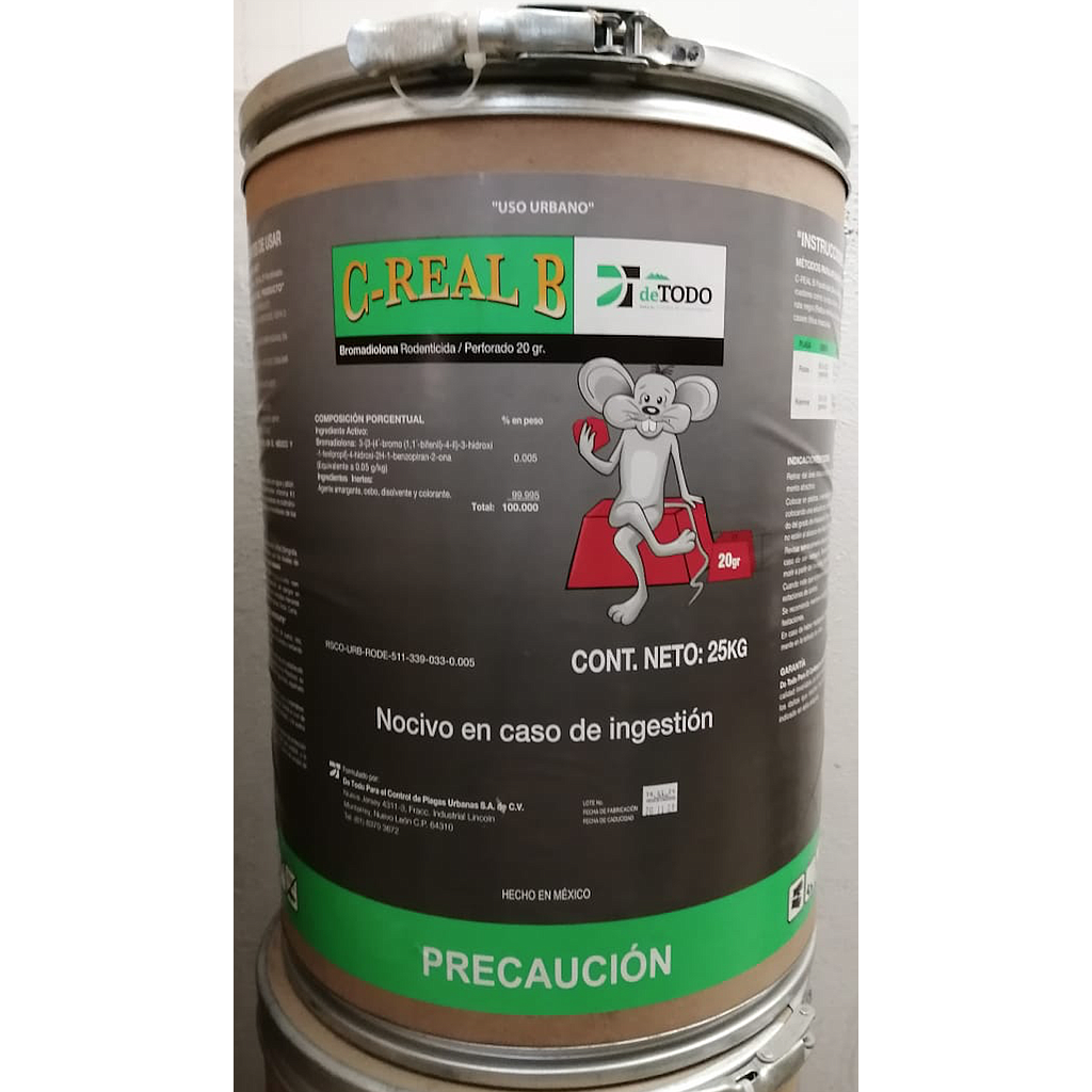C-REAL B PARAF PERFORADO BLOCK 20 g Bromadiolona 25 kg