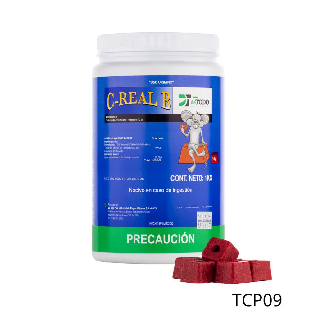 C-REAL B PARAF. PERFORADO BLOCK 10 g Bromadiolona 1 kg