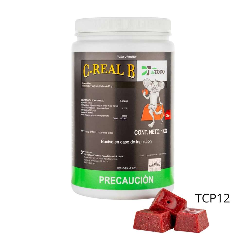 C-REAL B PARAF. PERFORADO BLOCK 20 g Bromadiolona 1 kg