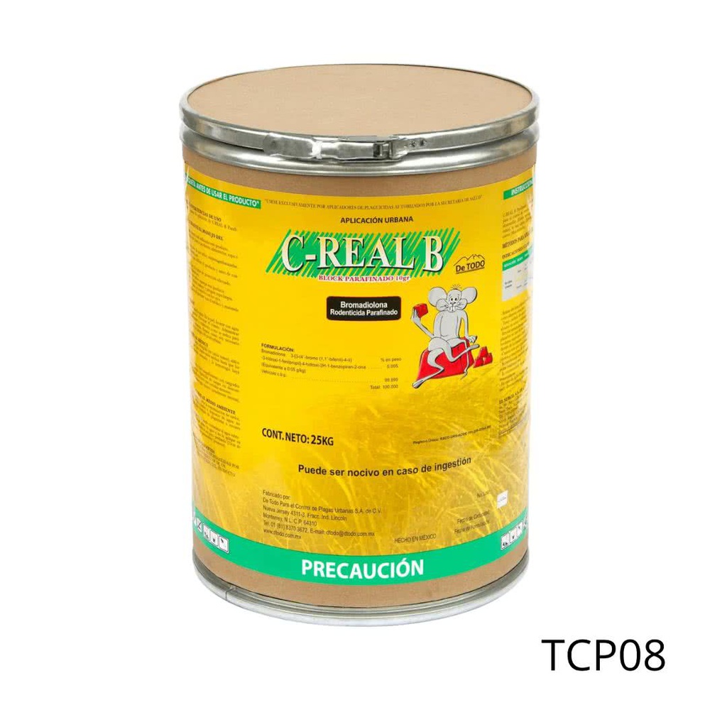 C-REAL B PARAFINADO BLOCK 10 g Bromadiolona 25 kg