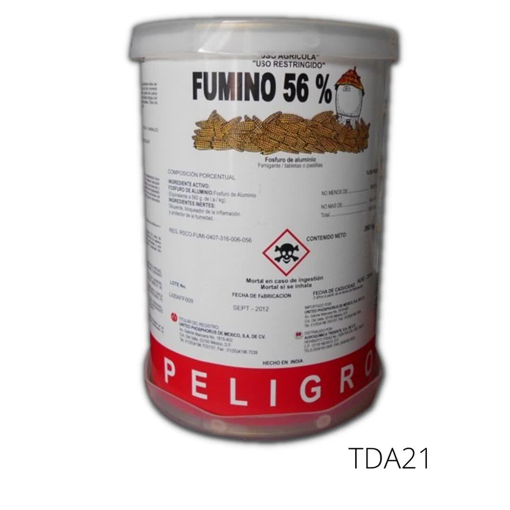 FUMINO 56  Fosfuro de aluminio 56% Tubo con 20 pastillas