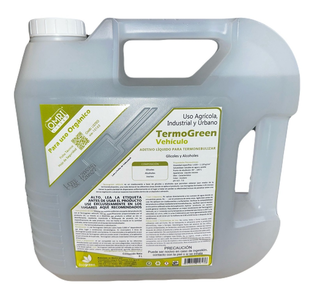 TERMOGREEN VEHICULO TERMONEBULIZABLE 5 LT