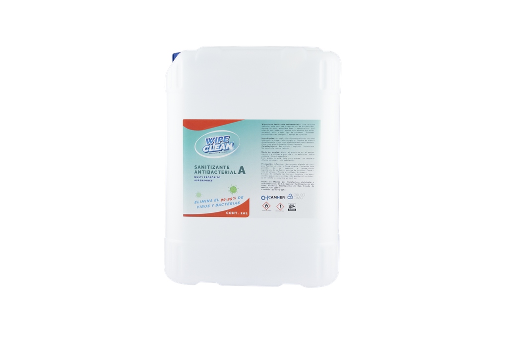 WIPE CLEAN SANITIZANTE PARA ASPERSORES GARRAFA 20 LT