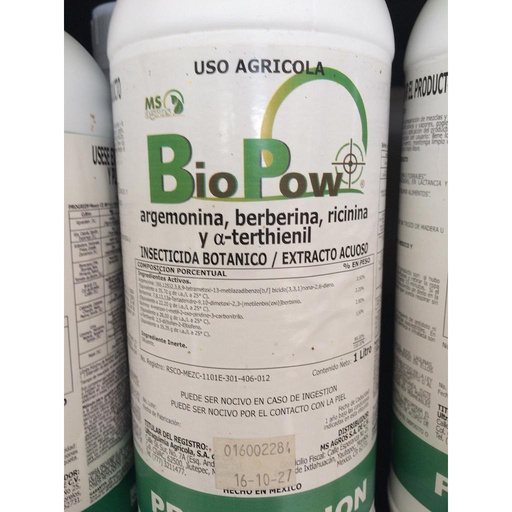 [VAG370] BIO POW Argemonina 3.5% + Berberina 2.2% + Ricina 2.8% + a-Terthienyl 3.5% 1 L USO AGRICOLA