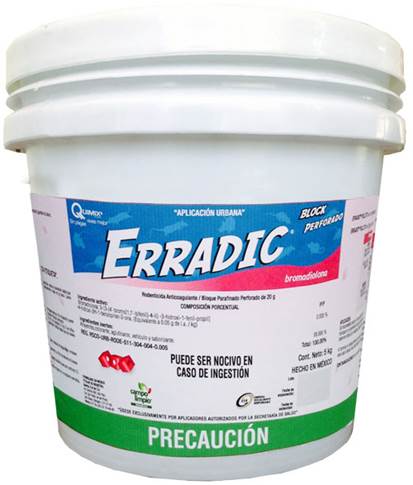 [QMU28] ERRADIC BLOCK PARAFINADO PERFORADO Bromadiolona 0.005% 5 kg